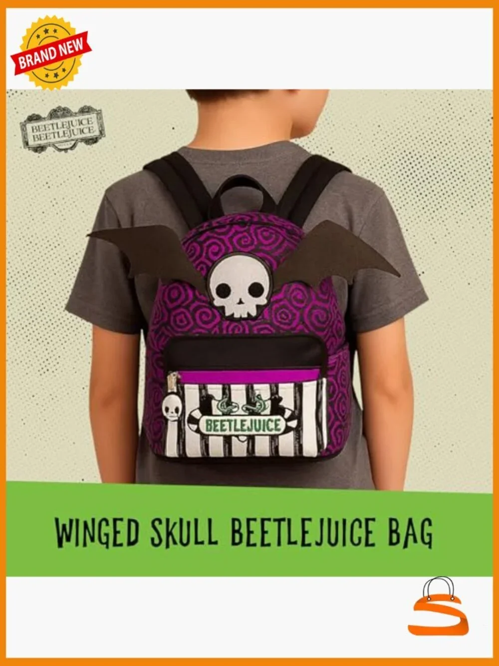 Beetlejuice Mini Backpack Small Travel Bag Purse Adjustable Straps